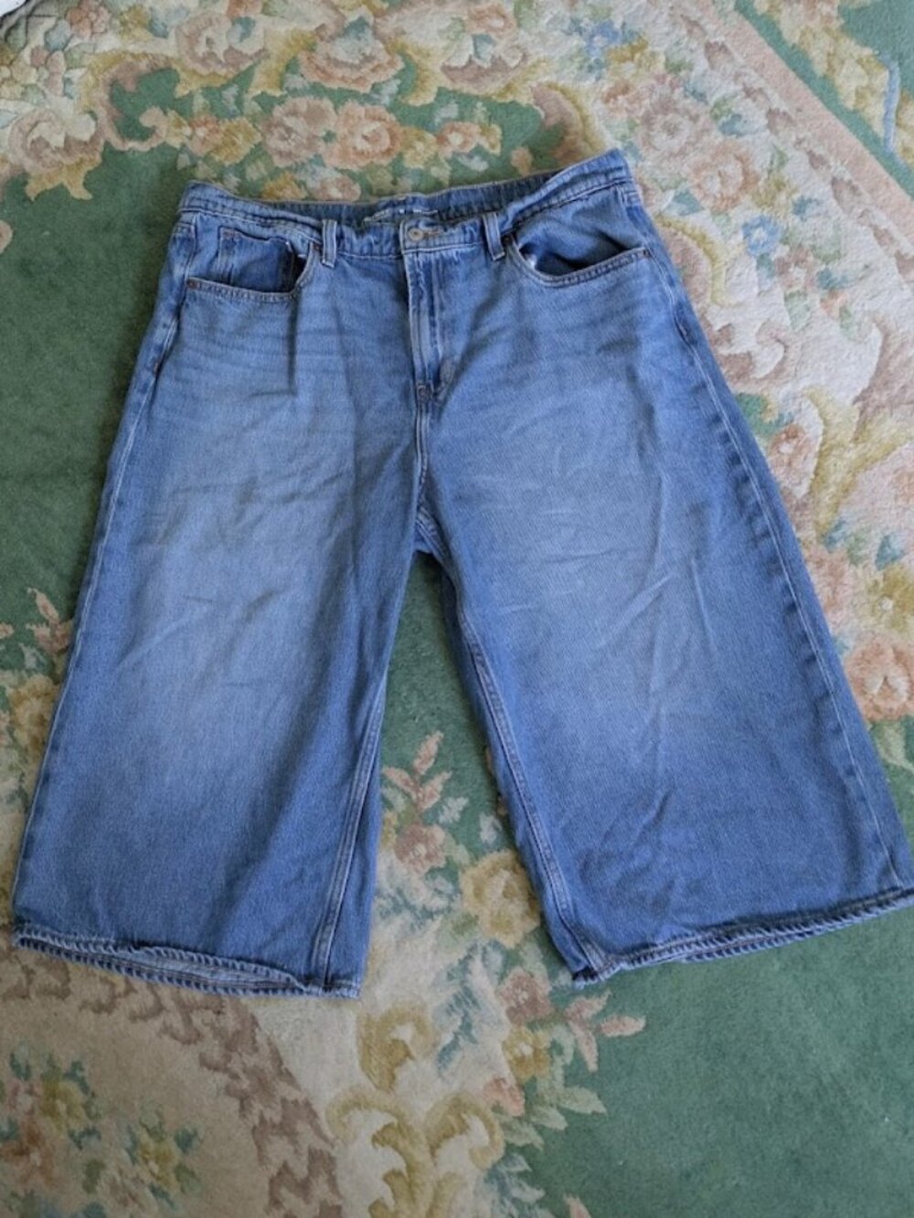 OLD NAVY Women Sz 16 Jeans Drapey Denim High Rise Wide Leg Baggy Culottes Gaucho